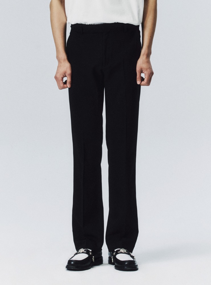 flare slim fit trousers black
